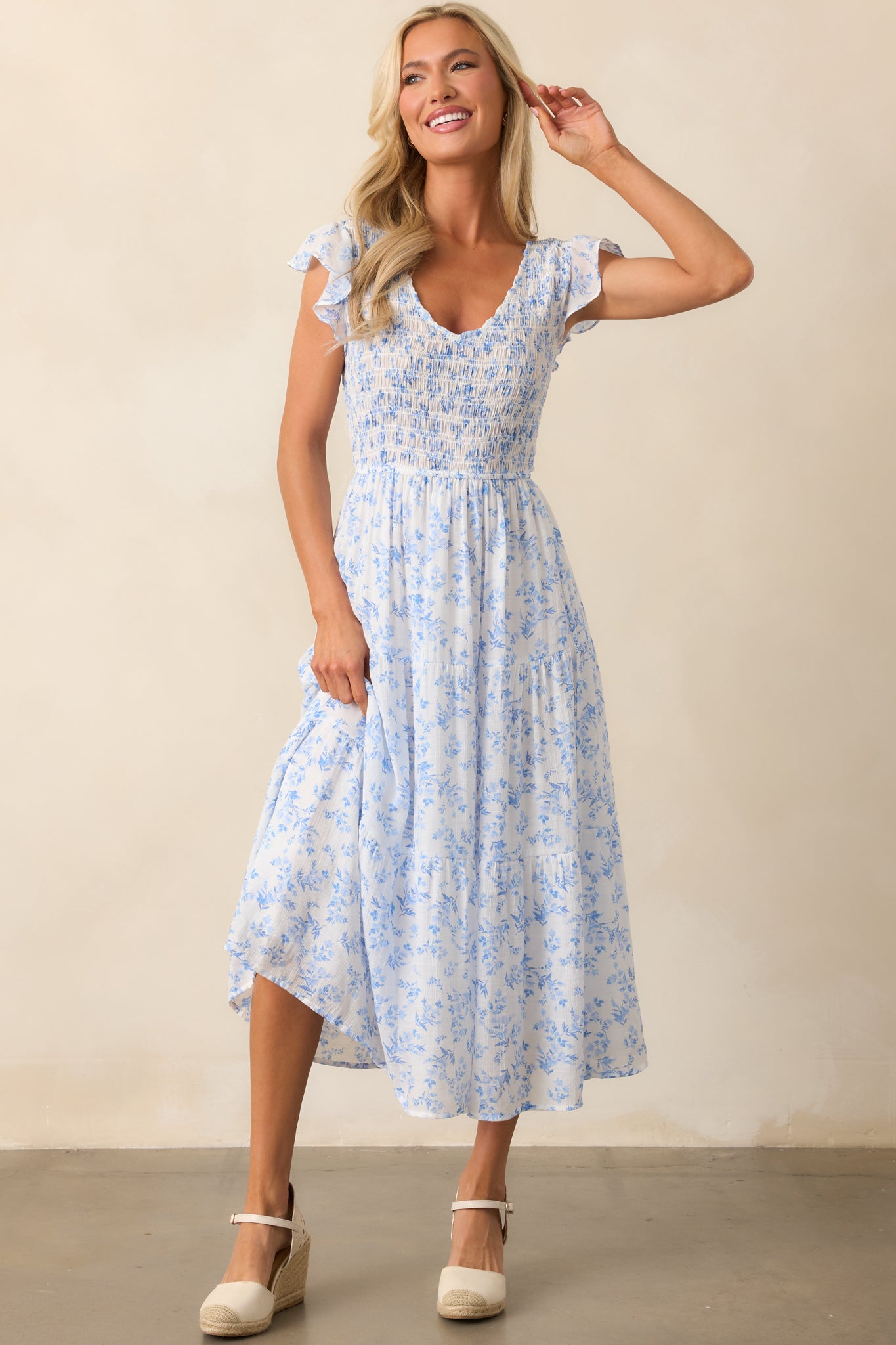light blue midi dress with sleeves Women's Show Me the Way Cotton Button Front Shirt | Size: L while the matte fabric offers sophistication without sheen Blue Boucle Cap Sleeve Button