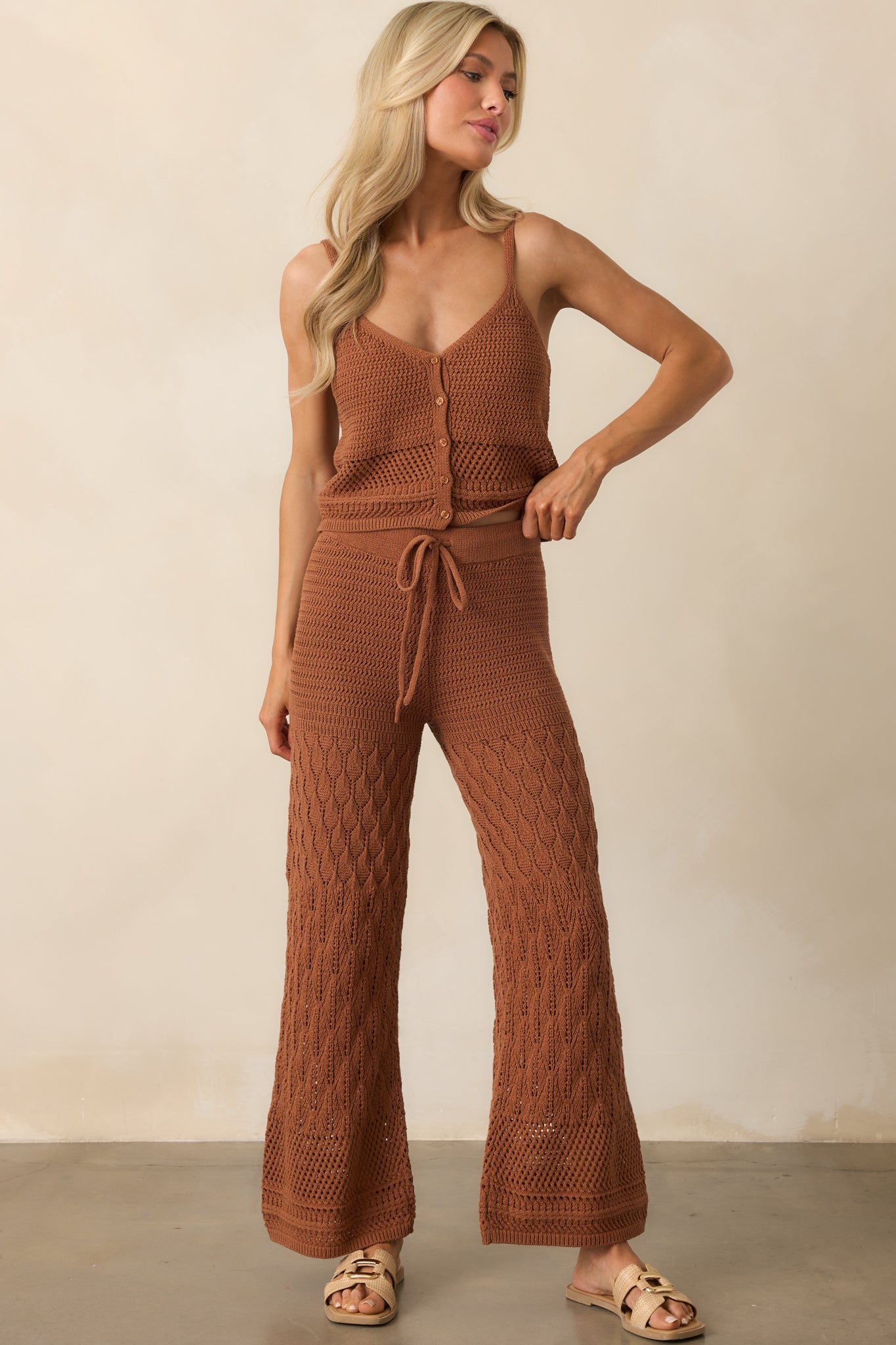 Z Supply Adia Crochet Pants In Brown | Red Dress