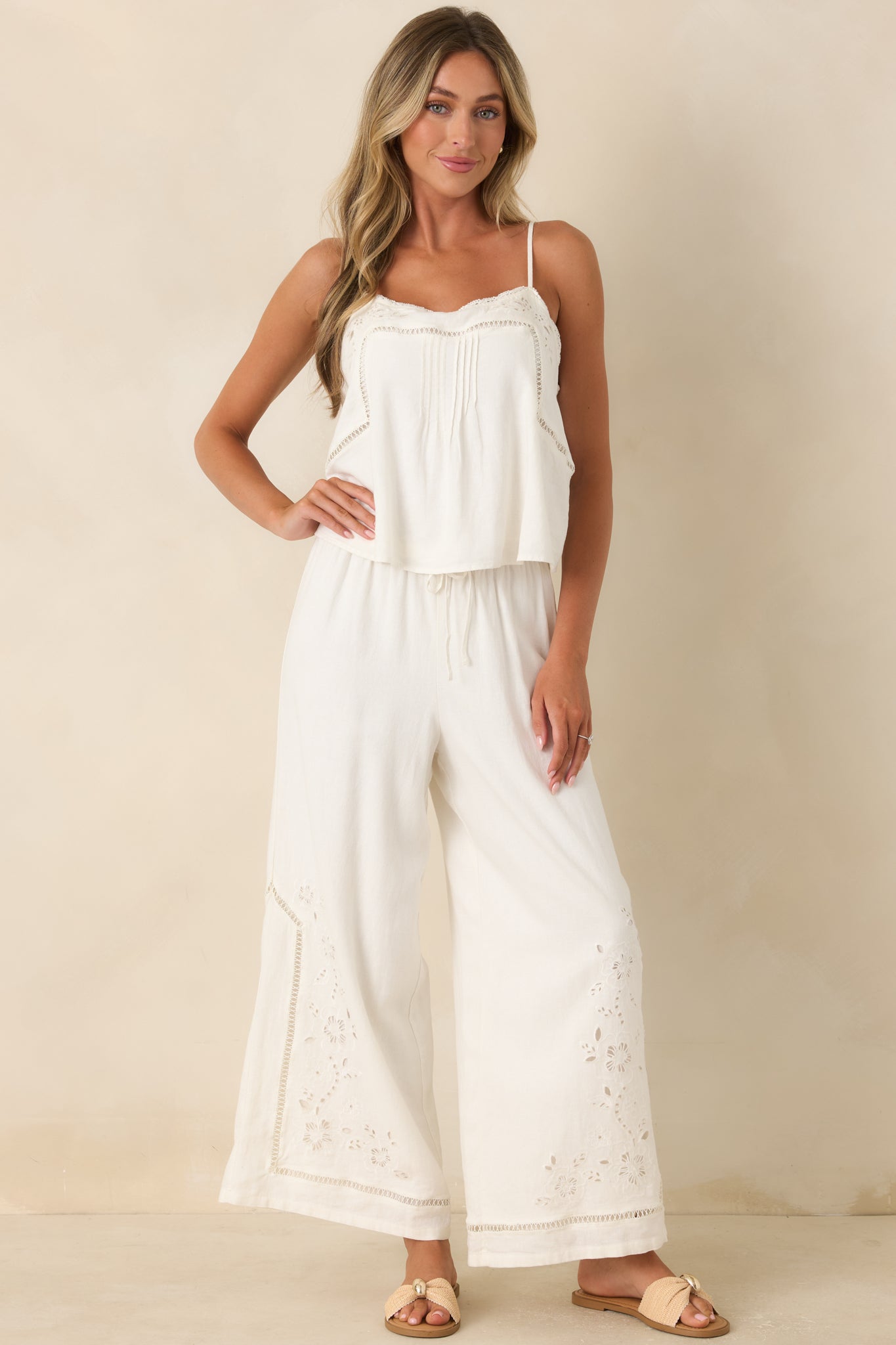 Lille White Linen Blend Embroidered Woven Tank Top | Z Supply