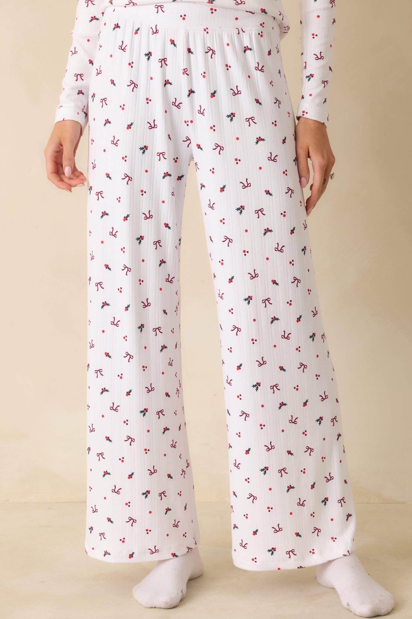 Z Supply White Multi Luxe Holly Pointelle Pajama Pants | Red Dress