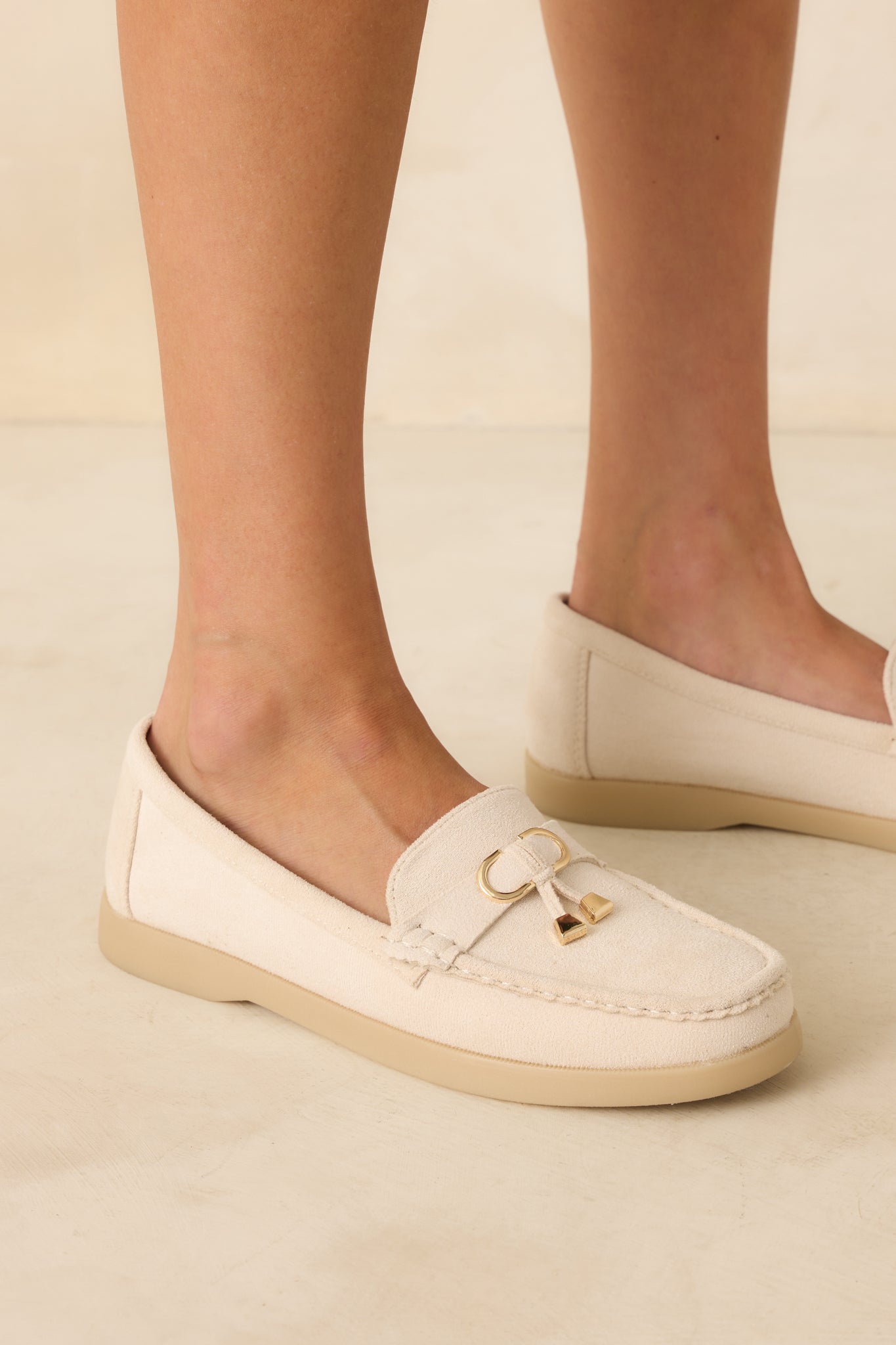 Ivory Faux Suede Penny Loafers - Platform Shoes | Red Dress display picture 3